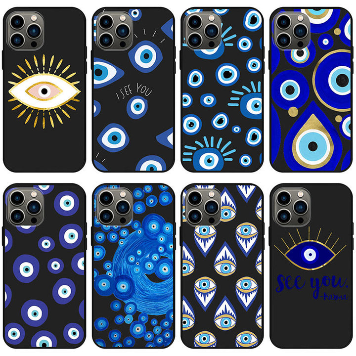 Custodia per telefono Olivenorma Blue Evil Eye Hamsa per iPhone 13/14/15