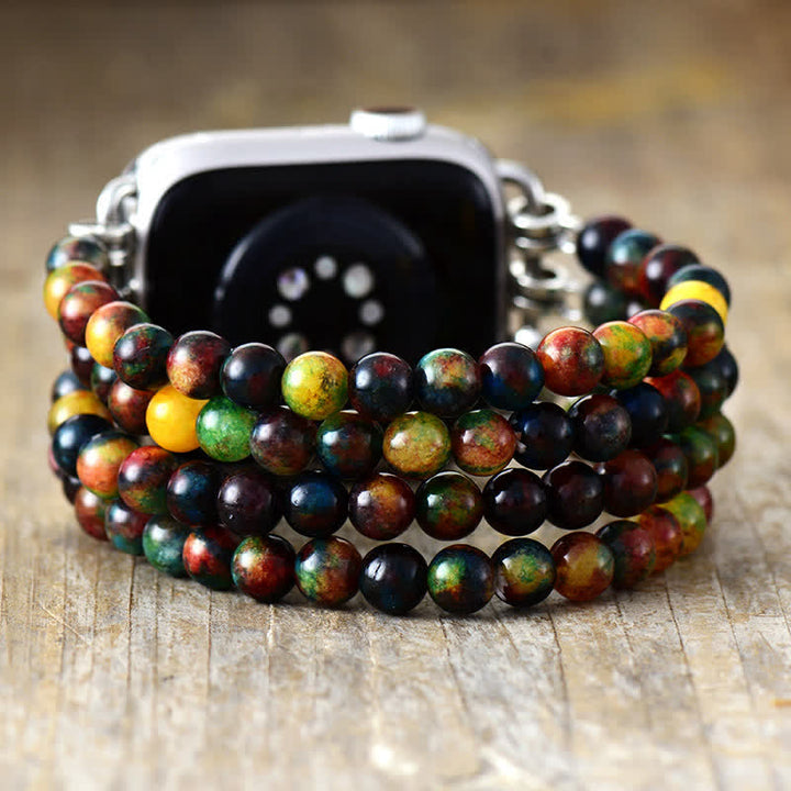 Cinturino Apple Watch Olivenorma in quarzo rosa con perline