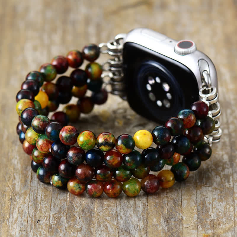 Cinturino Apple Watch Olivenorma in quarzo rosa con perline