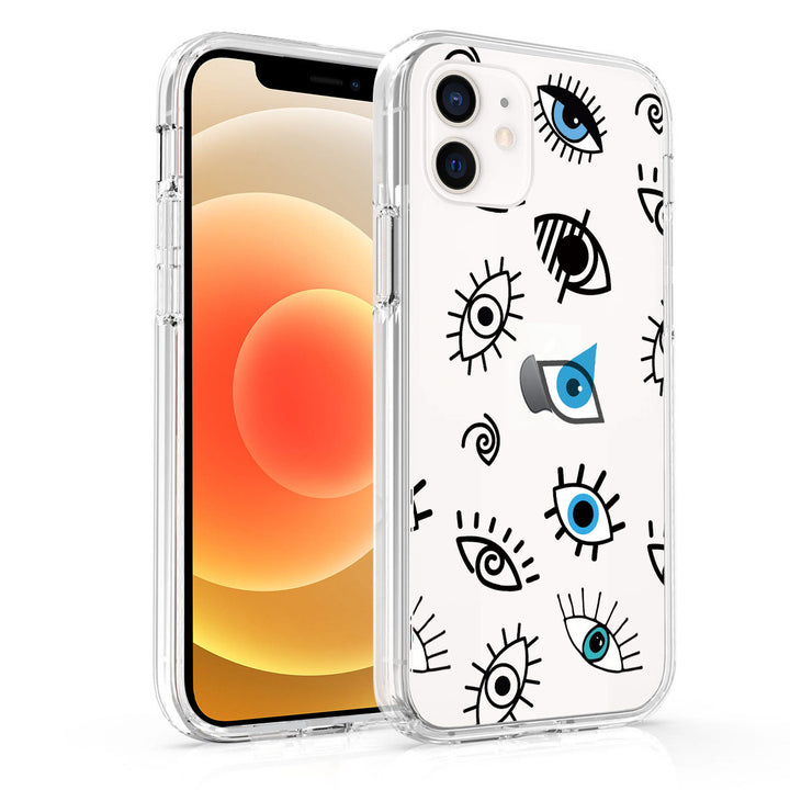 Custodia trasparente per telefono Olivenorma iPhone 13/14/15 con occhio malvagio divertente