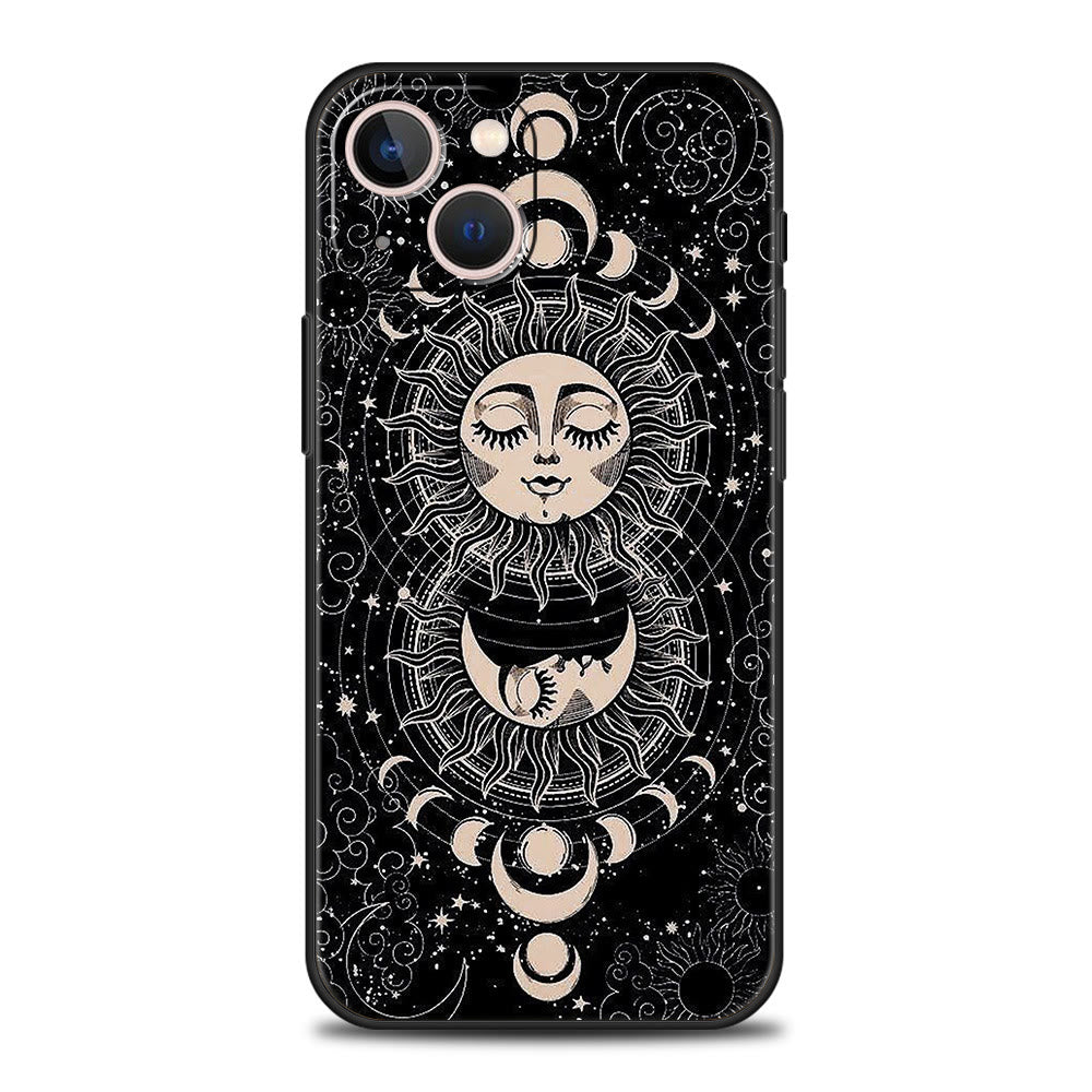 Custodia per telefono Olivenorma iPhone 13/14/15 con design carino Sole e Luna
