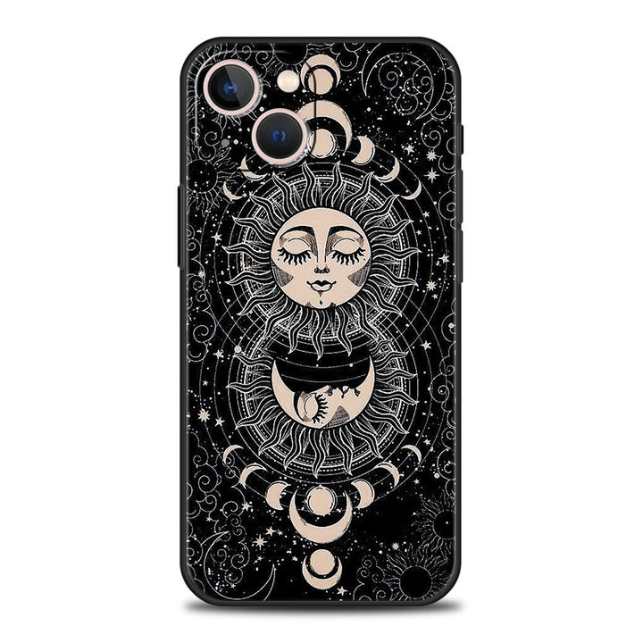 Custodia per telefono Olivenorma iPhone 13/14/15 con design carino Sole e Luna