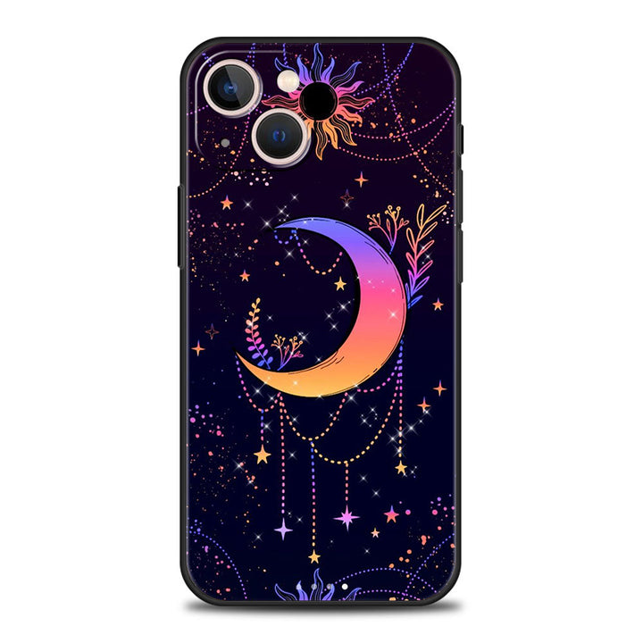 Custodia per telefono Olivenorma iPhone 13/14/15 con design carino Sole e Luna