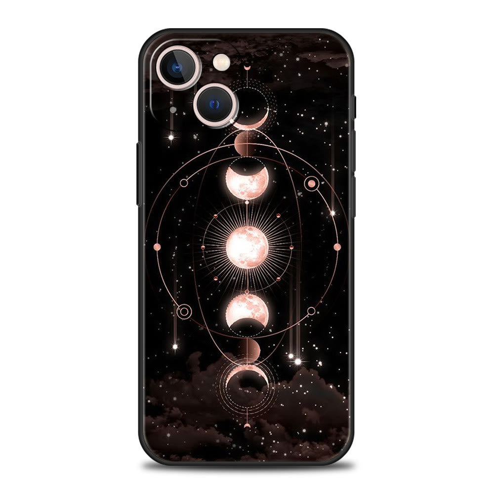 Custodia per telefono Olivenorma iPhone 13/14/15 con design carino Sole e Luna