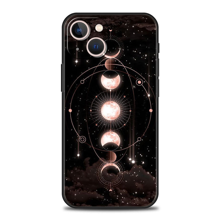 Custodia per telefono Olivenorma iPhone 13/14/15 con design carino Sole e Luna