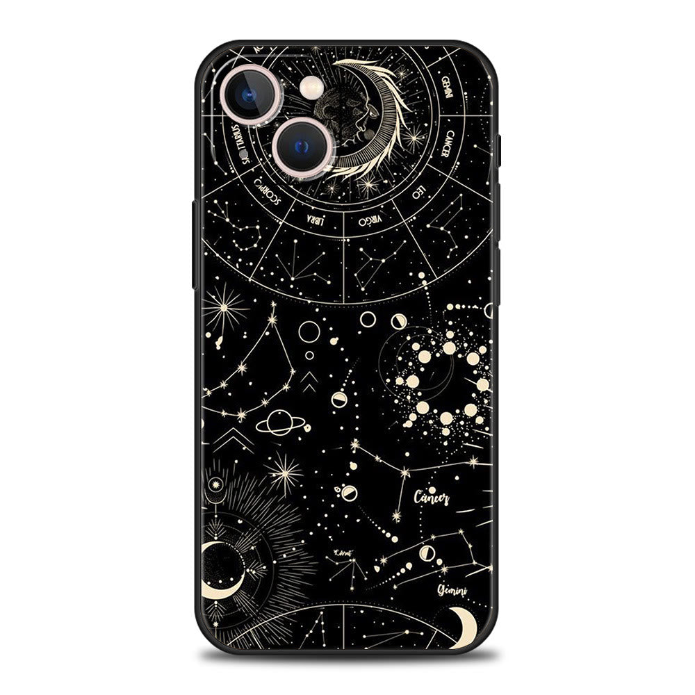 Custodia per telefono Olivenorma iPhone 13/14/15 con design carino Sole e Luna