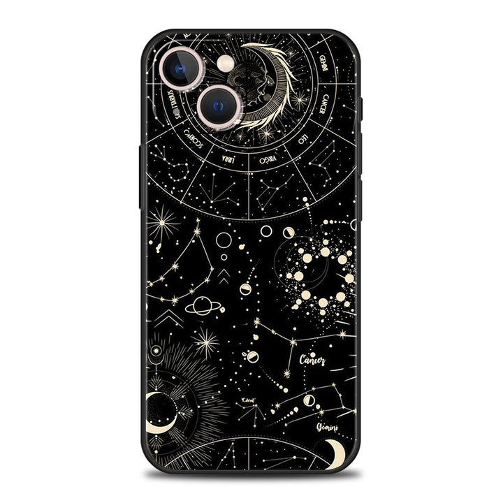 Custodia per telefono Olivenorma iPhone 13/14/15 con design carino Sole e Luna