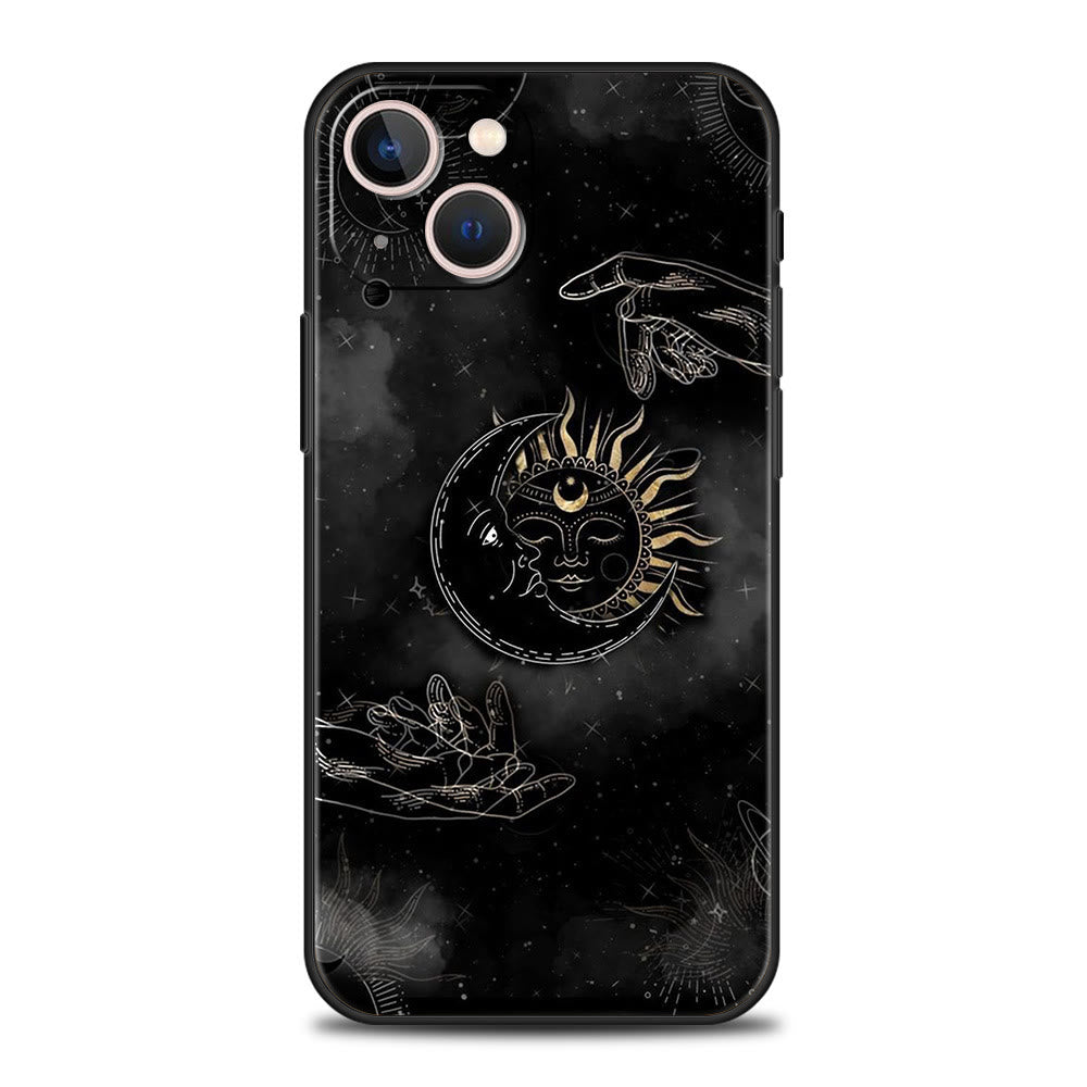 Custodia per telefono Olivenorma iPhone 13/14/15 con design carino Sole e Luna