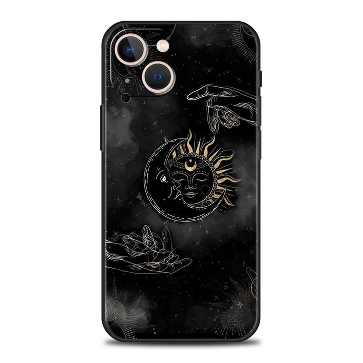 Custodia per telefono Olivenorma iPhone 13/14/15 con design carino Sole e Luna