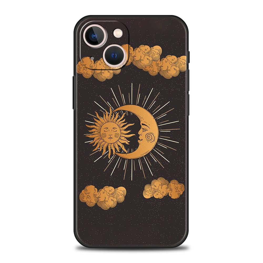 Custodia per telefono Olivenorma iPhone 13/14/15 con design carino Sole e Luna