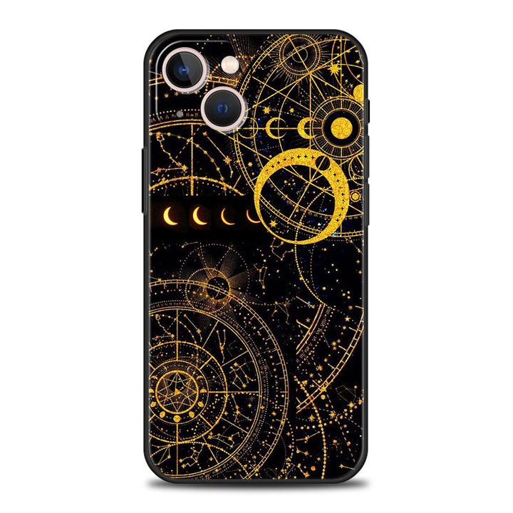Custodia per telefono Olivenorma iPhone 13/14/15 con design carino Sole e Luna