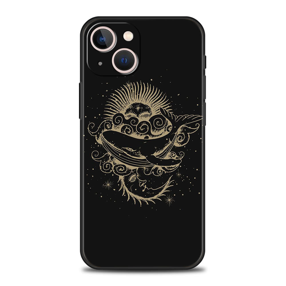 Custodia per telefono Olivenorma iPhone 13/14/15 con design carino Sole e Luna