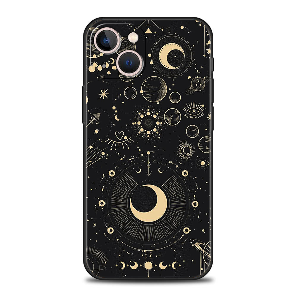Custodia per telefono Olivenorma iPhone 13/14/15 con design carino Sole e Luna