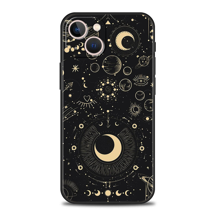Custodia per telefono Olivenorma iPhone 13/14/15 con design carino Sole e Luna