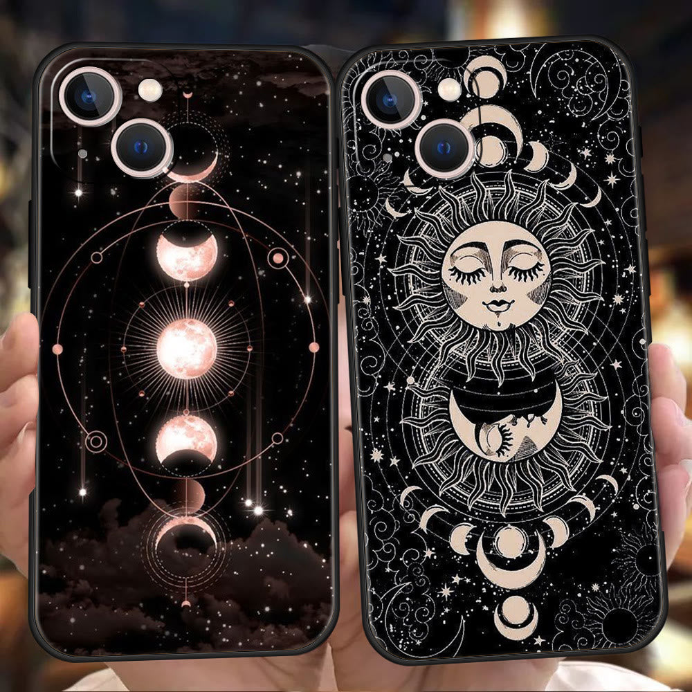 Custodia per telefono Olivenorma iPhone 13/14/15 con design carino Sole e Luna