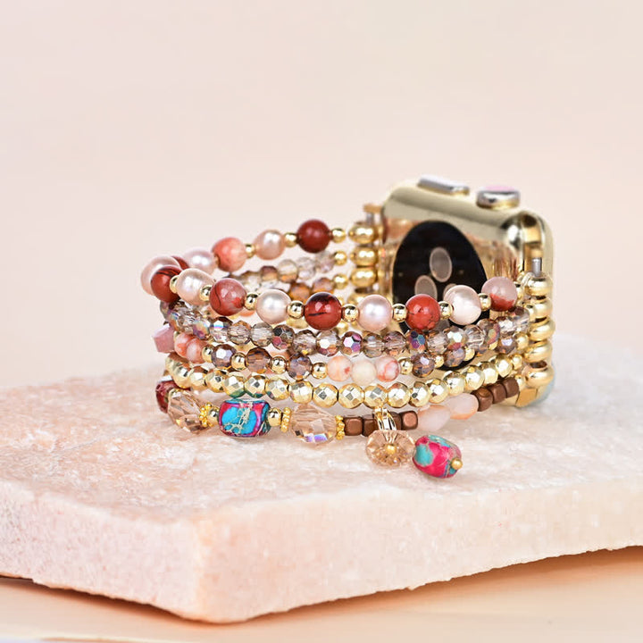 Perline in pietra naturale Olivenorma Rodonite Cinturino Apple Watch