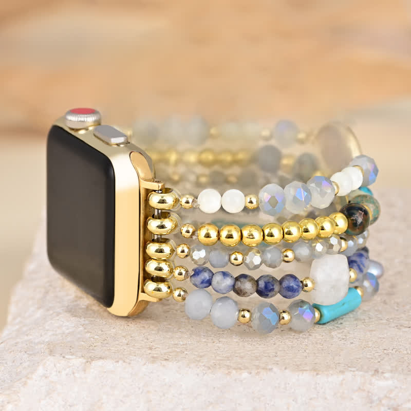 Olivenorma Agata Bianca Pietra Naturale Perline Cinturino Apple Watch 