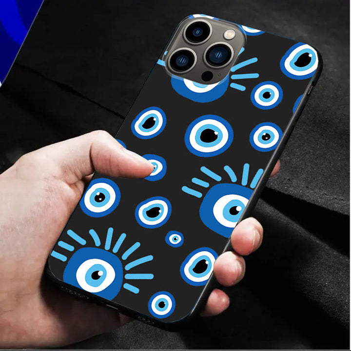 Custodia per telefono Olivenorma Blue Evil Eye Hamsa per iPhone 13/14/15