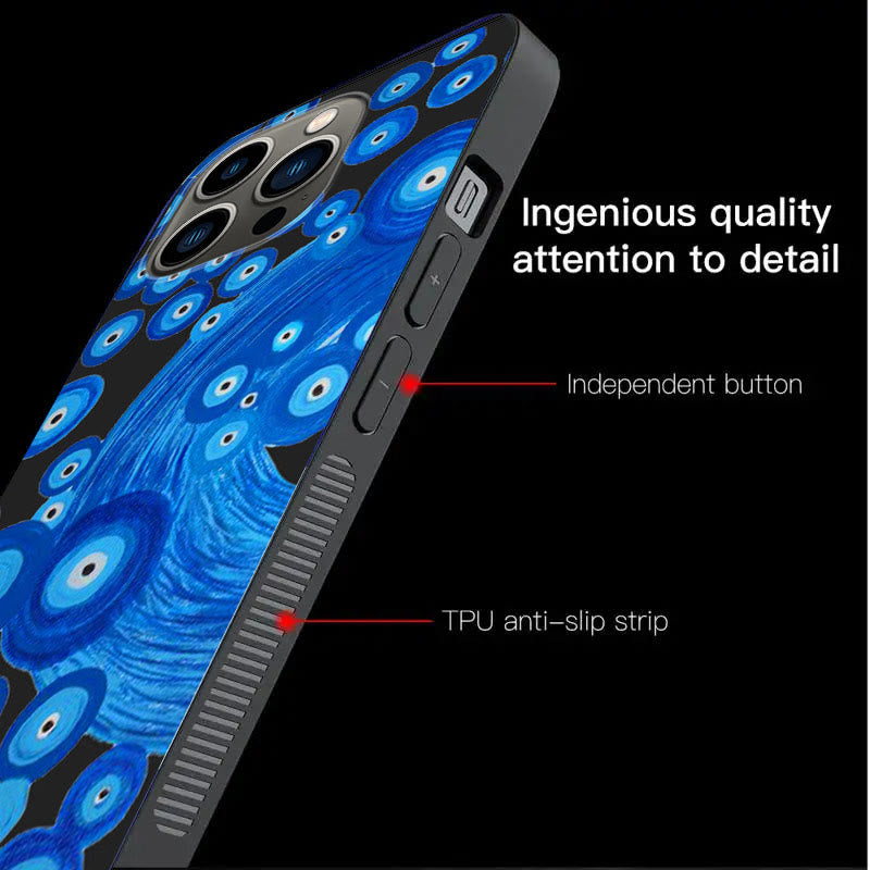 Custodia per telefono Olivenorma Blue Evil Eye Hamsa per iPhone 13/14/15