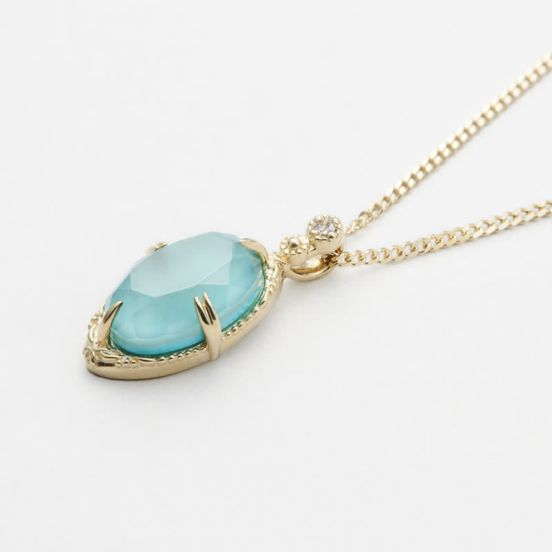 Olivenorma Vintage Collana con anello in argento 925 con acquamarina
