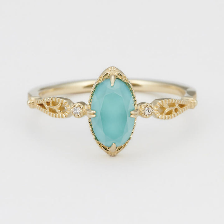 Olivenorma Vintage Collana con anello in argento 925 con acquamarina