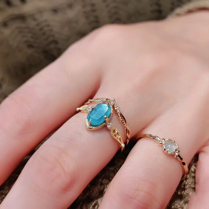 Olivenorma Vintage Collana con anello in argento 925 con acquamarina