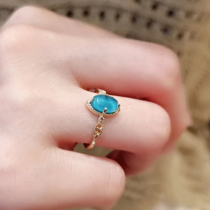 Olivenorma Vintage Collana con anello in argento 925 con acquamarina