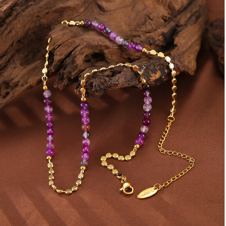 Collana di perline in agata viola stile palazzo retrò Olivenorma