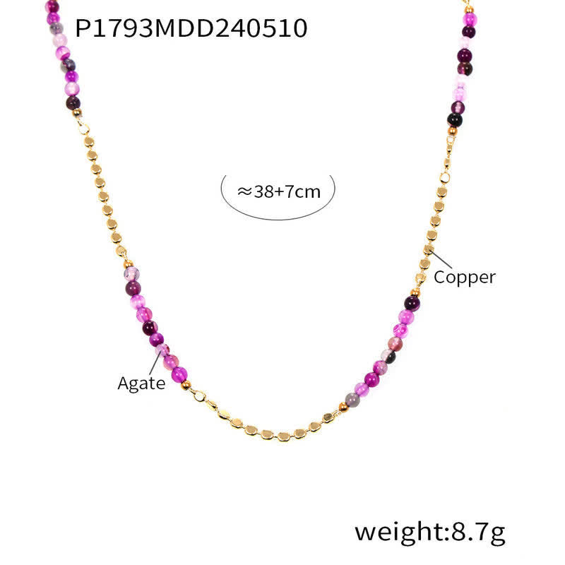 Collana di perline in agata viola stile palazzo retrò Olivenorma