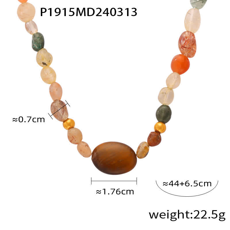 Collana di perline in pietra naturale vintage Olivenorma