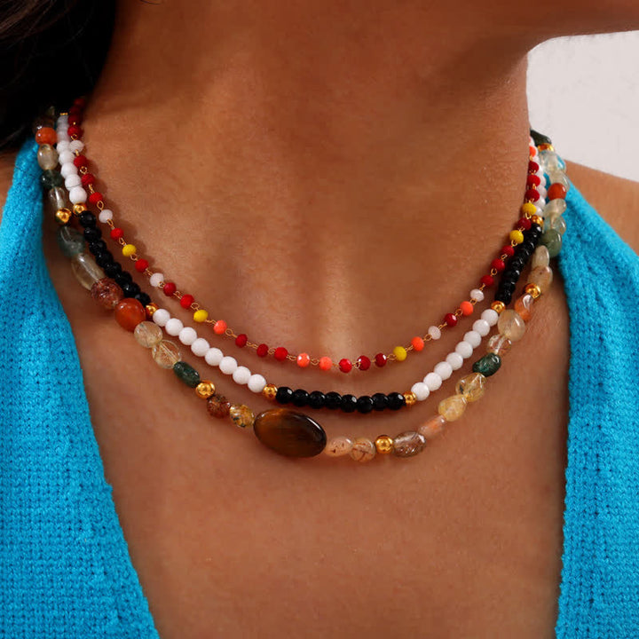 Collana di perline in pietra naturale vintage Olivenorma