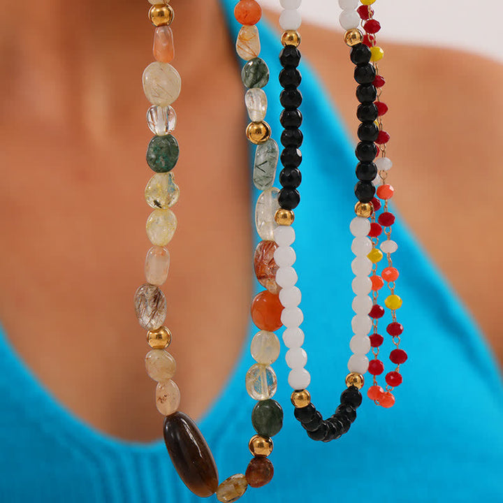 Collana di perline in pietra naturale vintage Olivenorma