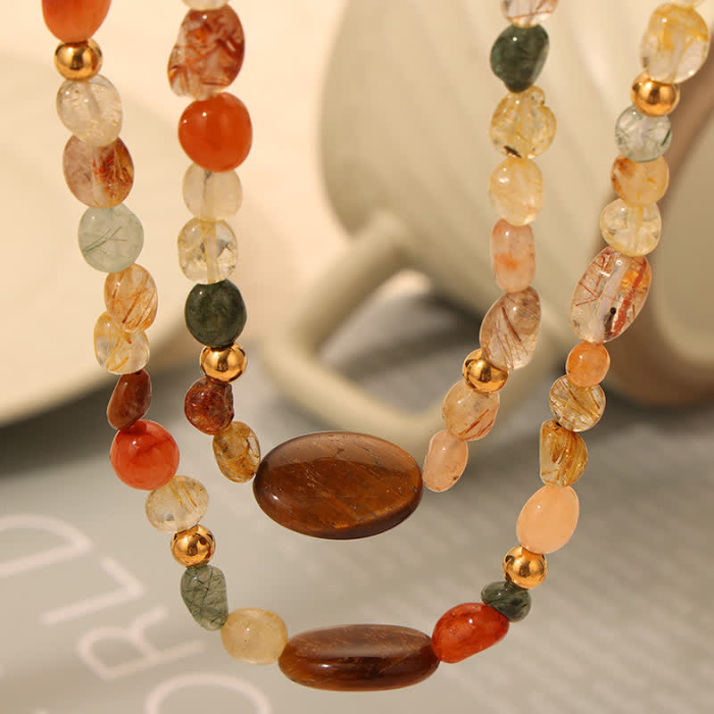 Collana di perline in pietra naturale vintage Olivenorma