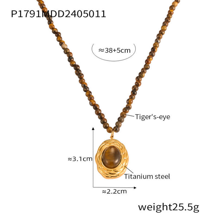 Collana con ciondolo in pietra naturale vintage con occhio di tigre Olivenorma