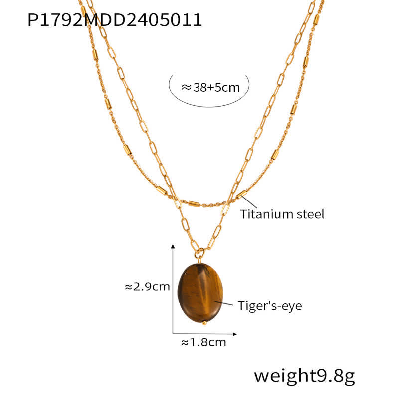 Collana con ciondolo in pietra naturale vintage con occhio di tigre Olivenorma