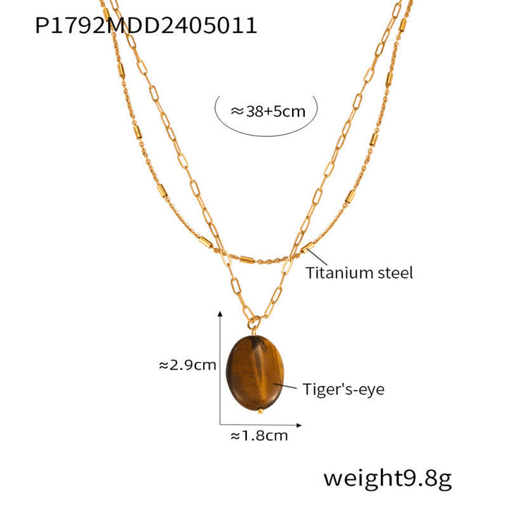 Collana con ciondolo in pietra naturale vintage con occhio di tigre Olivenorma