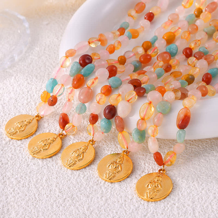 Collana con ciondolo a disco in acciaio al titanio e pietra naturale Olivenorma 