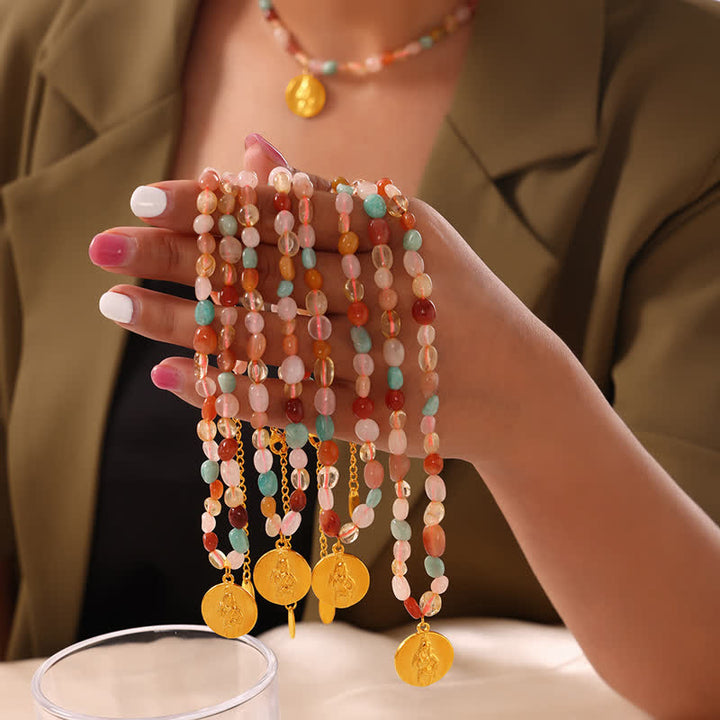 Collana con ciondolo a disco in acciaio al titanio e pietra naturale Olivenorma 