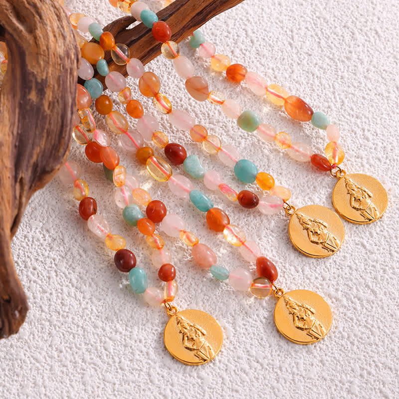 Collana con ciondolo a disco in acciaio al titanio e pietra naturale Olivenorma 