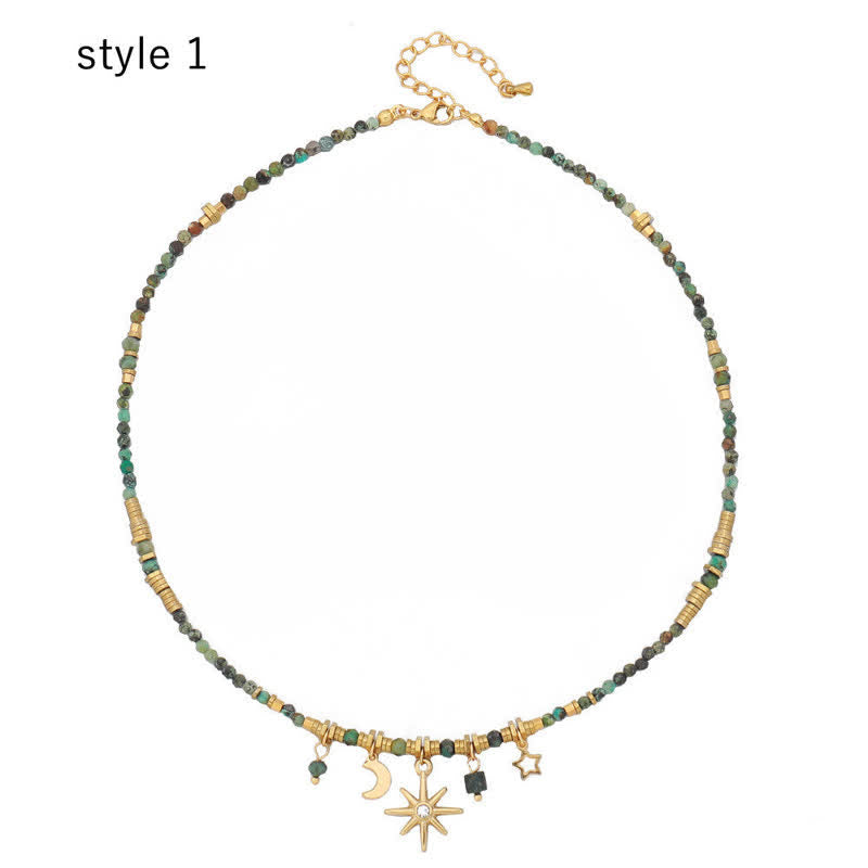 Collana con ciondolo stella luna turchese africano Olivenorma