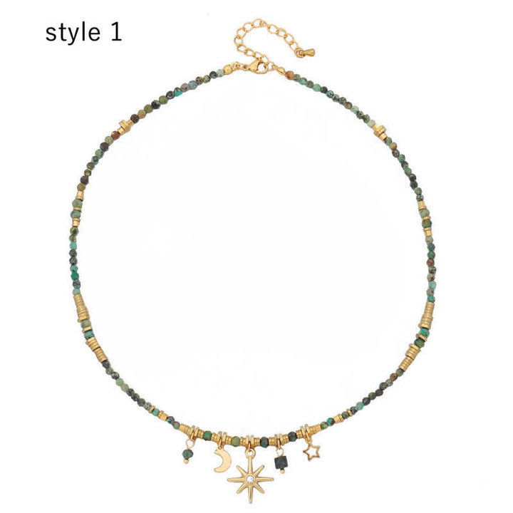 Collana con ciondolo stella luna turchese africano Olivenorma