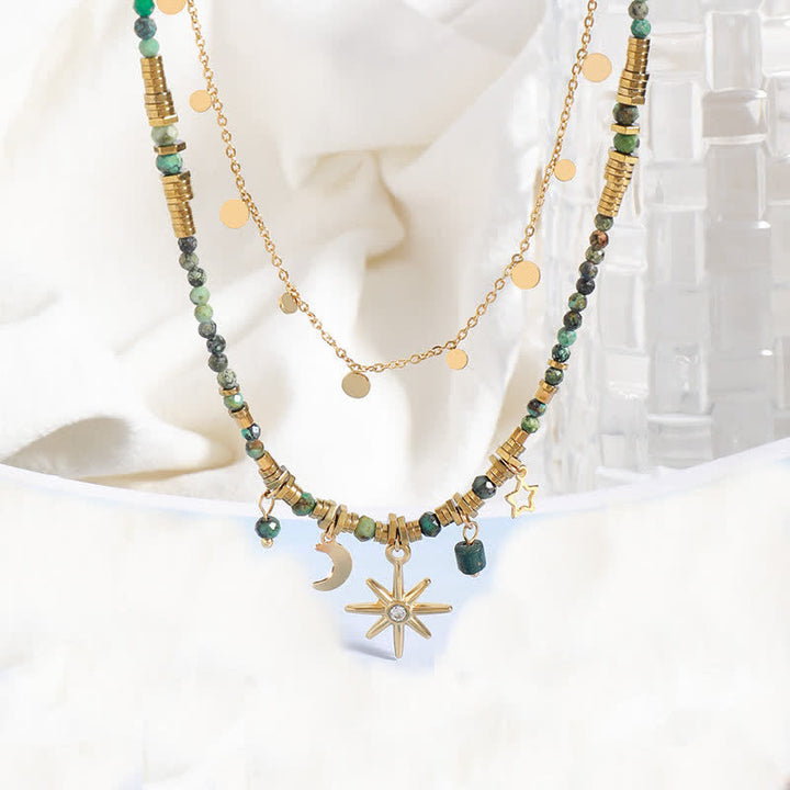 Collana con ciondolo stella luna turchese africano Olivenorma