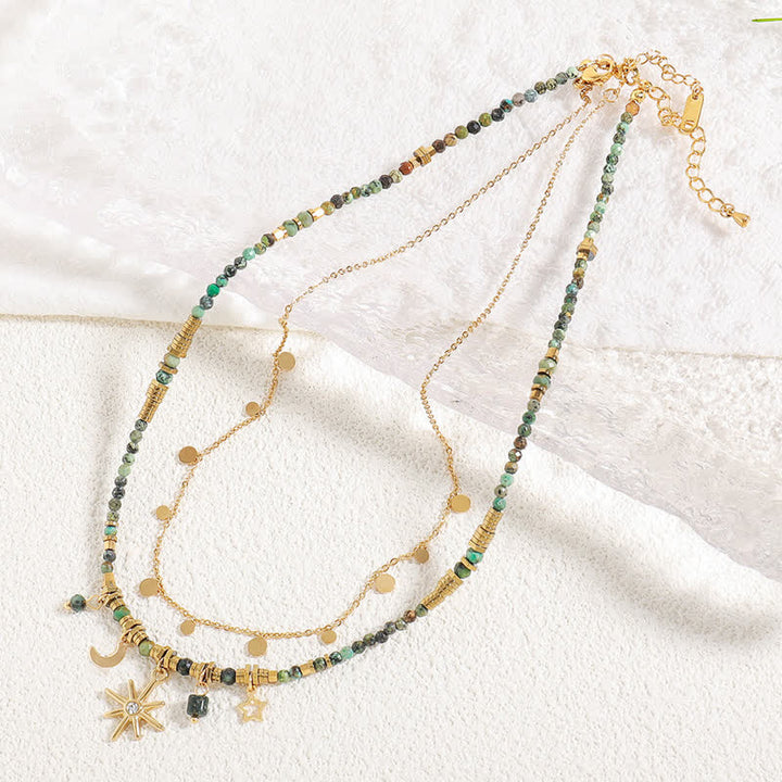 Collana con ciondolo stella luna turchese africano Olivenorma