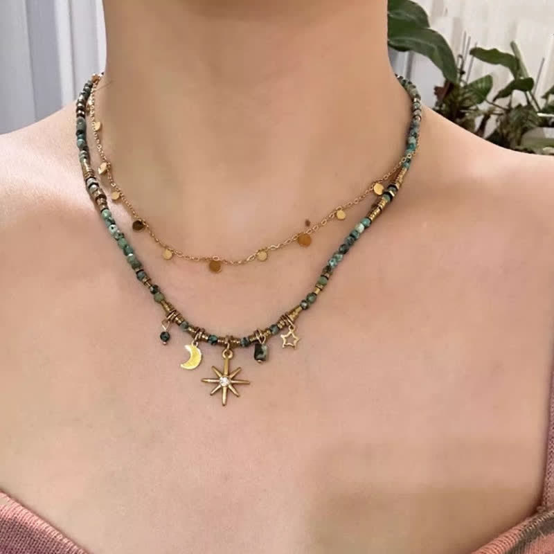 Collana con ciondolo stella luna turchese africano Olivenorma