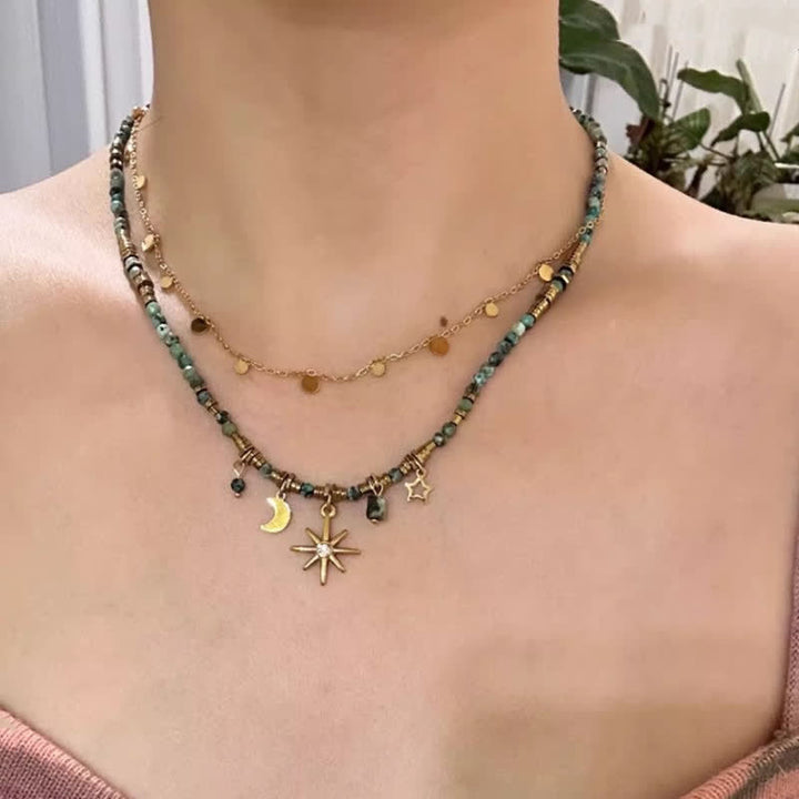 Collana con ciondolo stella luna turchese africano Olivenorma