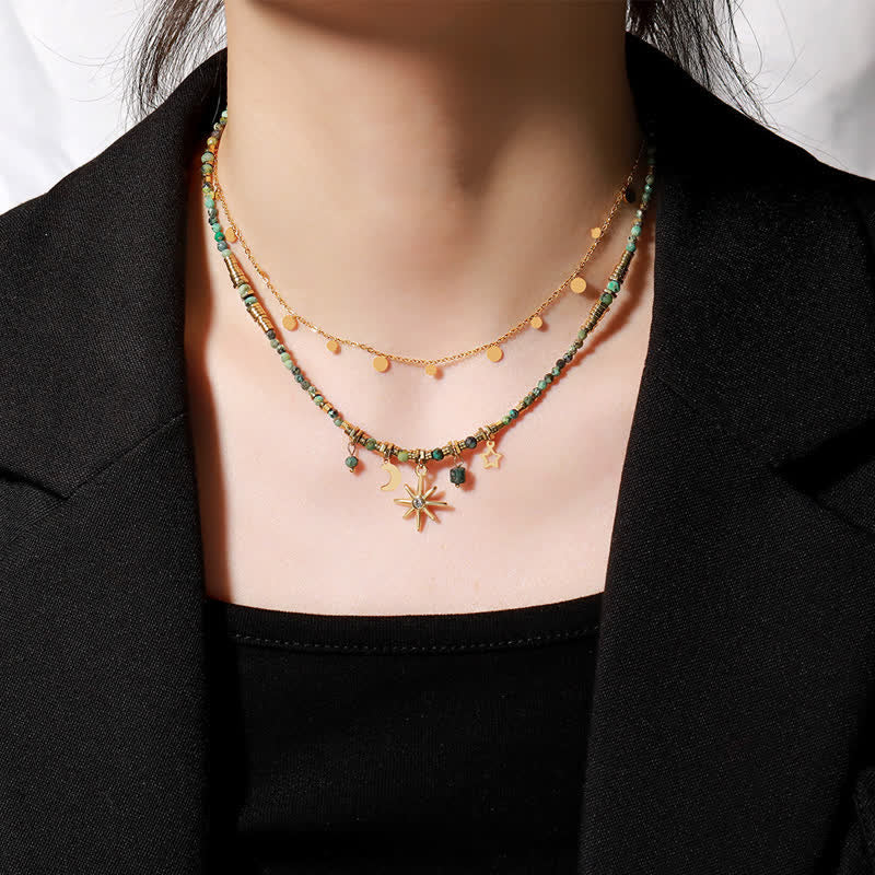 Collana con ciondolo stella luna turchese africano Olivenorma