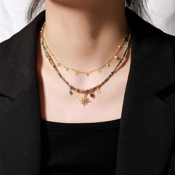 Collana con ciondolo stella luna turchese africano Olivenorma