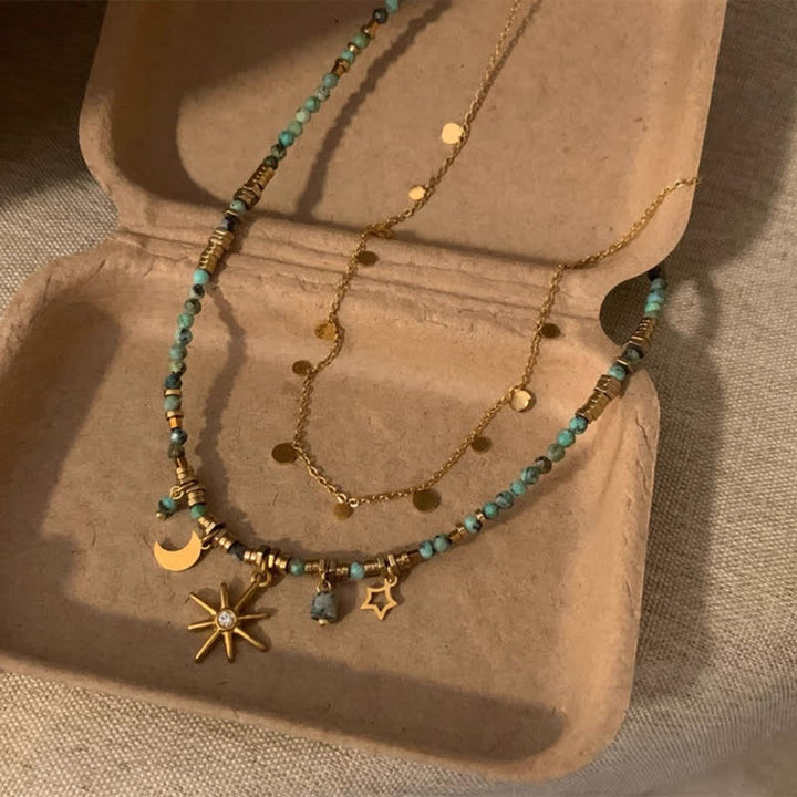 Collana con ciondolo stella luna turchese africano Olivenorma