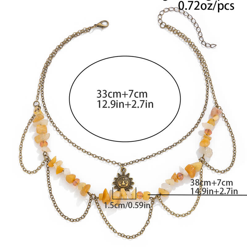 Collana con ciondolo stella luna sole in pietra naturale Olivenorma 