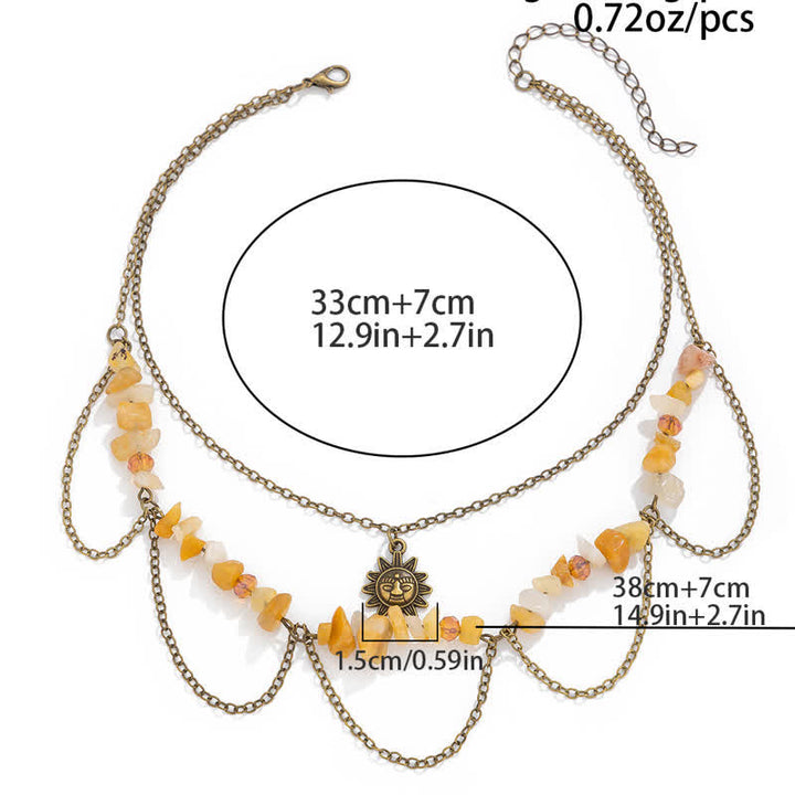 Collana con ciondolo stella luna sole in pietra naturale Olivenorma 